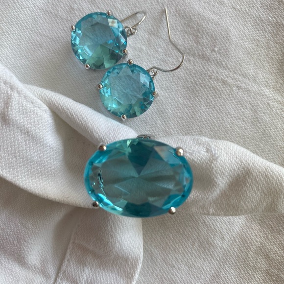 Elegant Blue Gemstone Earrings - Picture 1 of 5